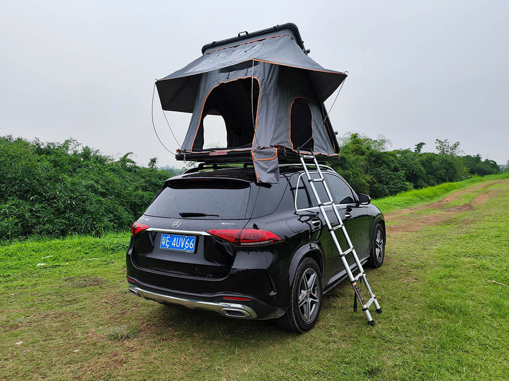 Četrvietīga cietā apvalka alumīnija sakausējuma kempinga SUV jumta telts (4)