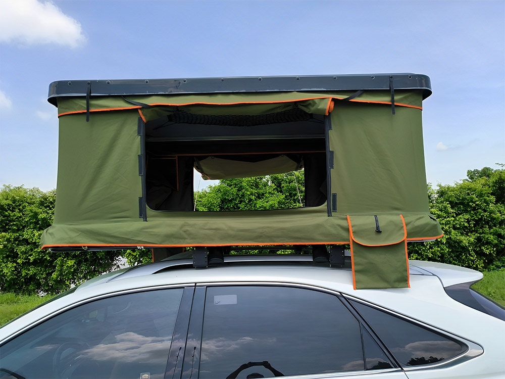 Cort personalizat 4WD din fibră de sticlă de camping cu carcasă rigidă pentru acoperiș (5)
